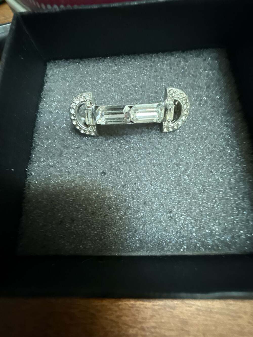 Vintage Art Deco Style Rhinestone Brooch Silver Tone Paste Crystal Pin